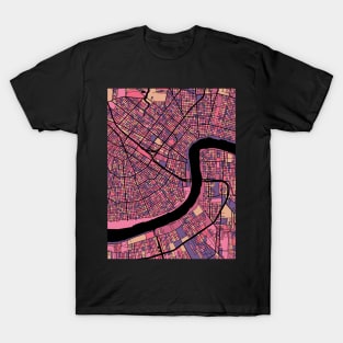 New Orleans Map Pattern in Purple & Pink T-Shirt